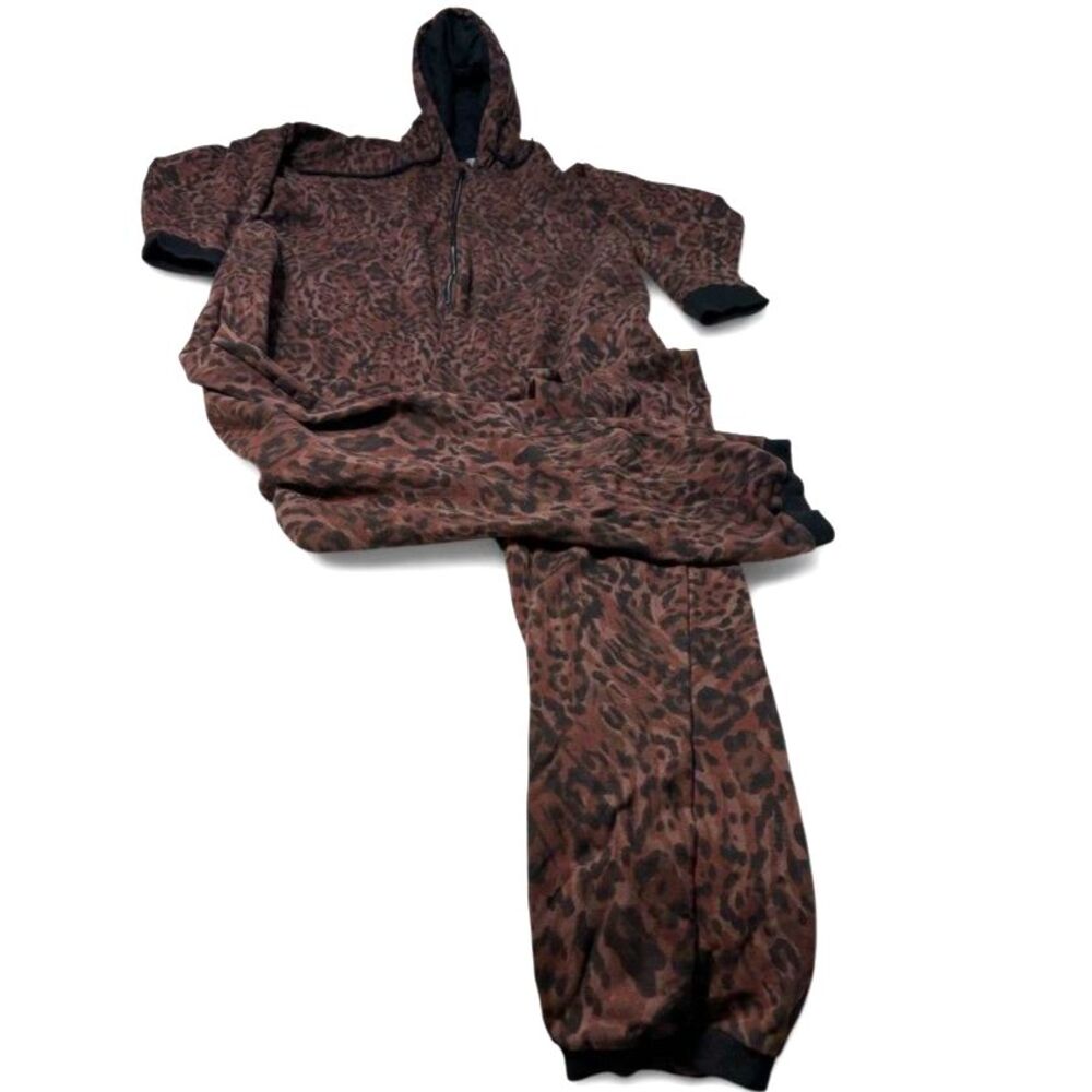 Savage X Fenty Leopard Print Hooded One Piece Jumpsuit 3X Brown Lounge Romper - Picture 8 of 12